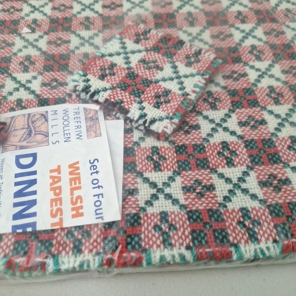 RARE Vintage 100% Wool Welsh Tapestry 4 Dinner Place Mats 4 Coasters NEW SEALED